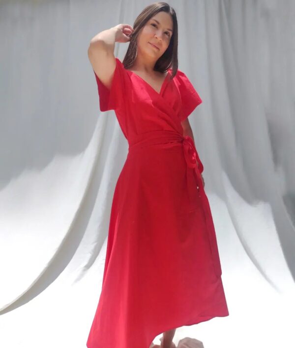 Vestido Rojo Cruzado