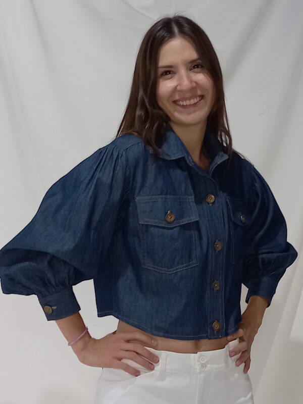Blusa Jean Manga Larga