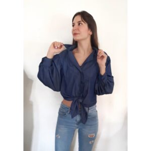 Blusa Azul de Amarrar